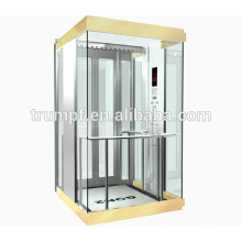 2016 new technology small machine room observation elevator with glued glass of safety clamp